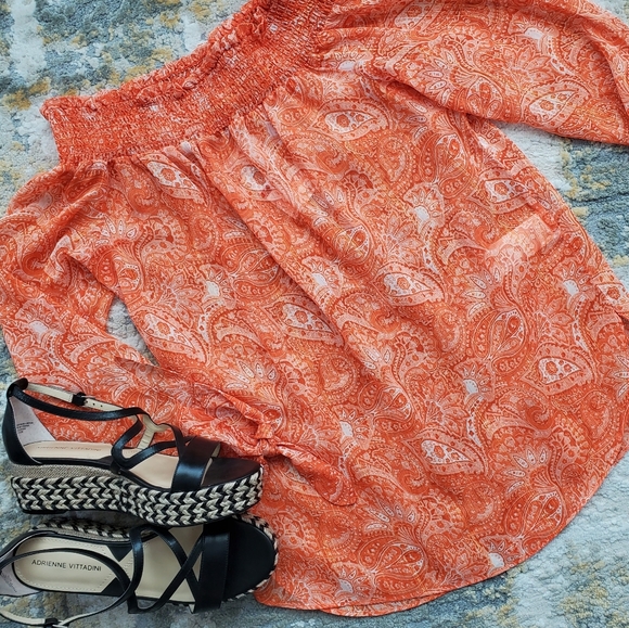 Michael Kors Paisley-Print Off-The-Shoulder Top - Picture 2 of 15